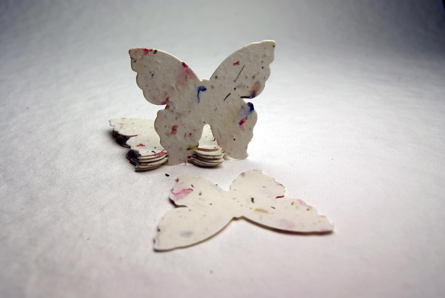Seed Paper Butterfly set of 24 with 100% recycled fibers and petals #17s - 3 inch