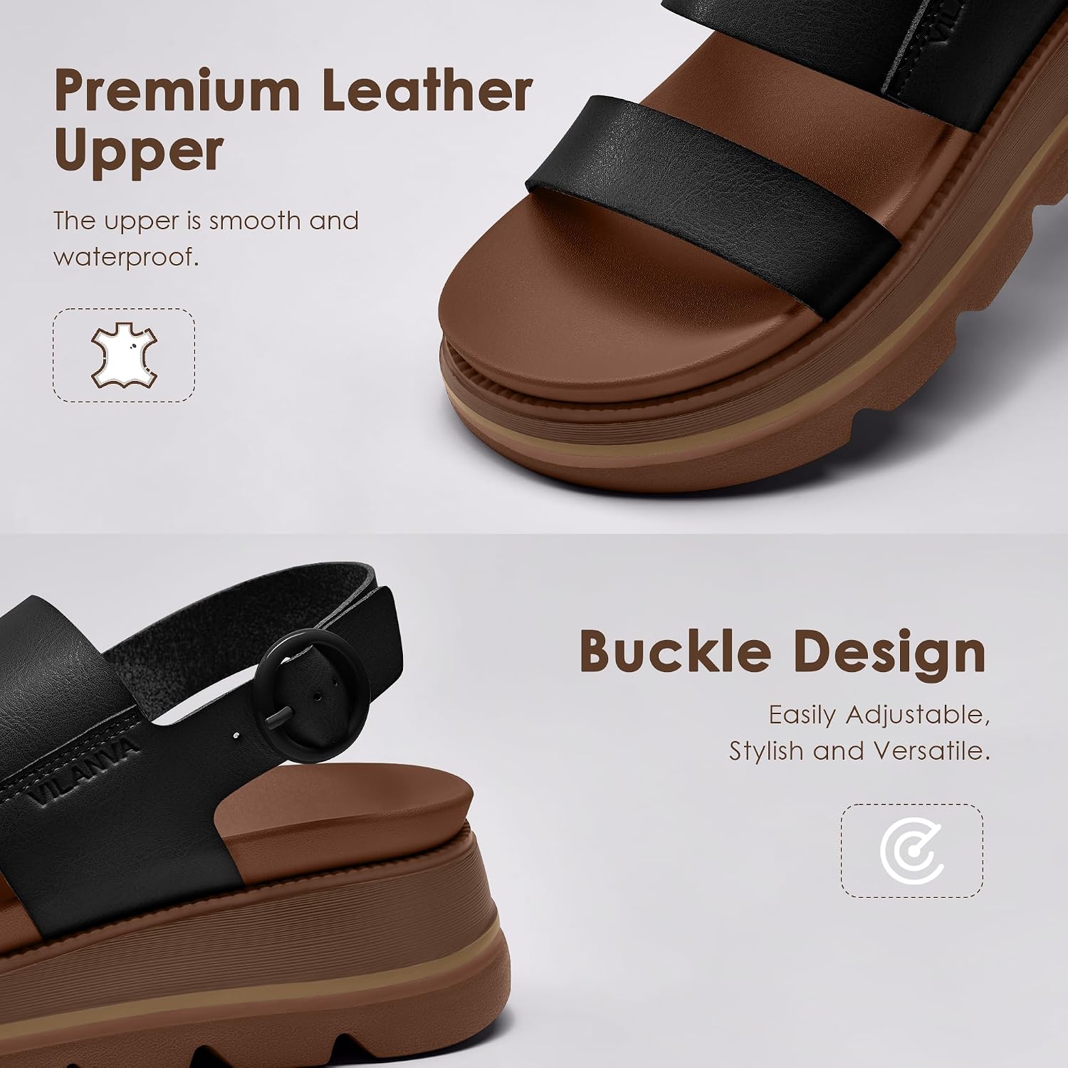 Vilanva Women's Platform walking Sandals Soft Insole Low Wedges Comfottable Sandals with Buckle Closure for 2026 Summer Trendy outfits image 4