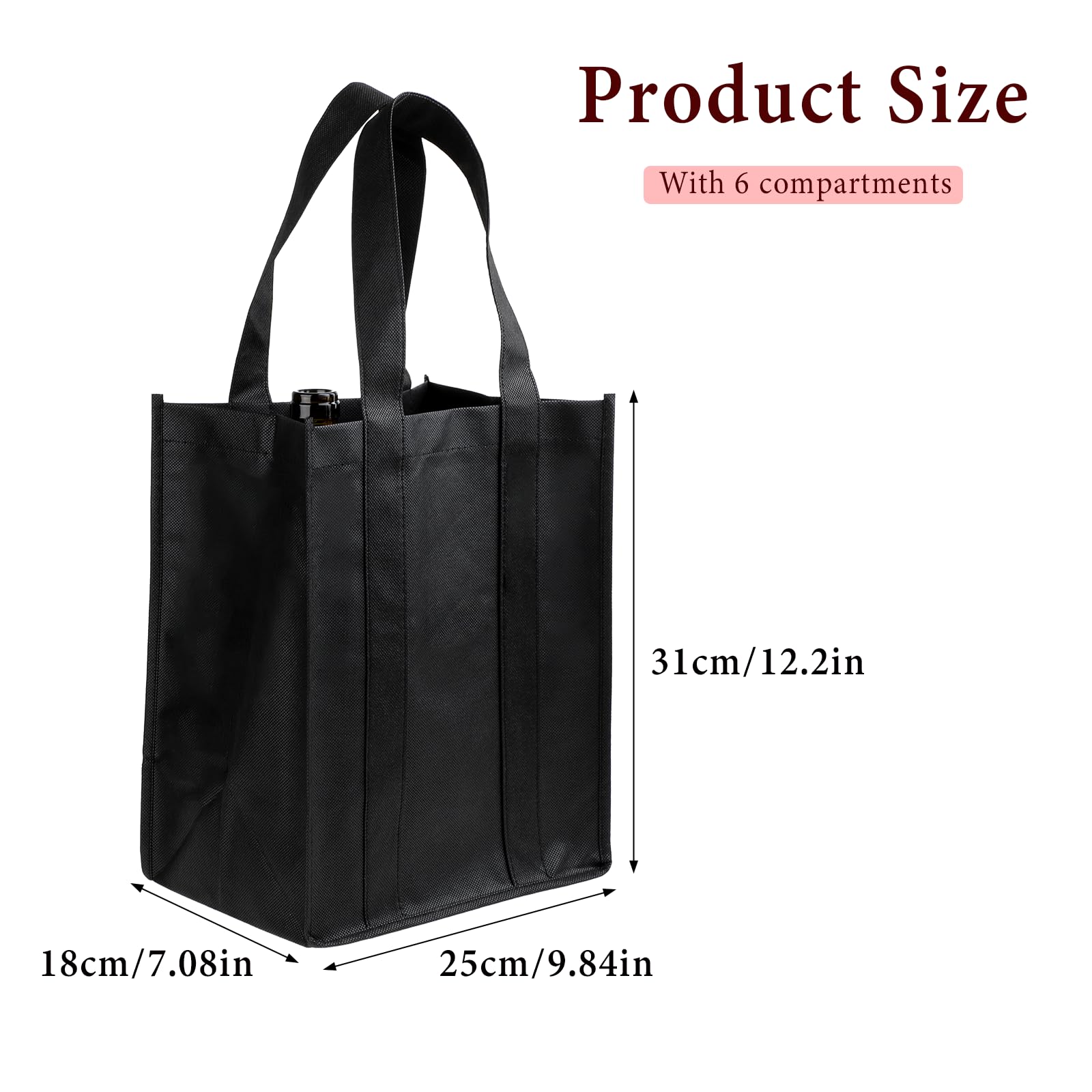 Sliverdew Wine Bag for 6 Bottles Wine Carrier Tote Reusable Wine Travel Bags Portable Wine Gift Bag Wine Bottle Holder Bag with Handle for Storing Carrying Wine Beer Champagne - Image 2