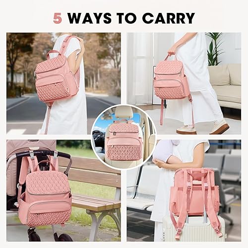 Miniatura 2 de Mochila para pañales, bolsa de bebé grande para niñas y niños, mochila de pañales de viaje con bolsillo aislado, bonita bolsa de pañales con correas