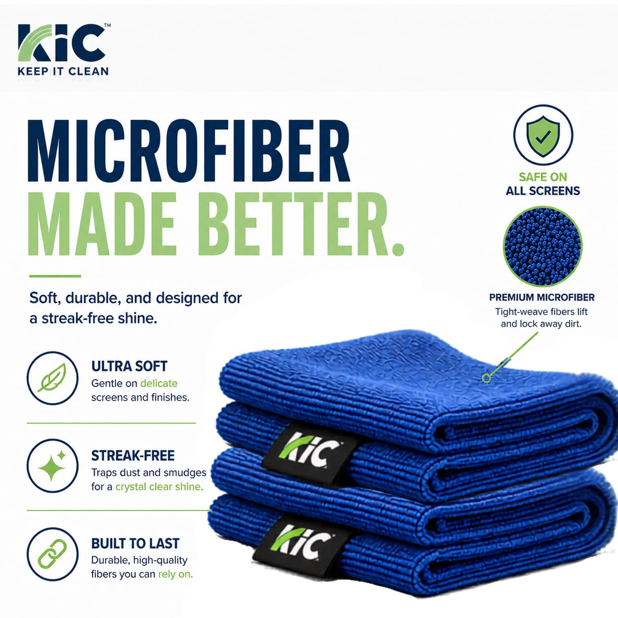 KICTeam Waffletechnology CrystalVu - Kit de limpiador de pantalla táctil, botella de spray de 32 onzas con 2 toallitas de microfibra para limpiar monitores y pantallas de computadora