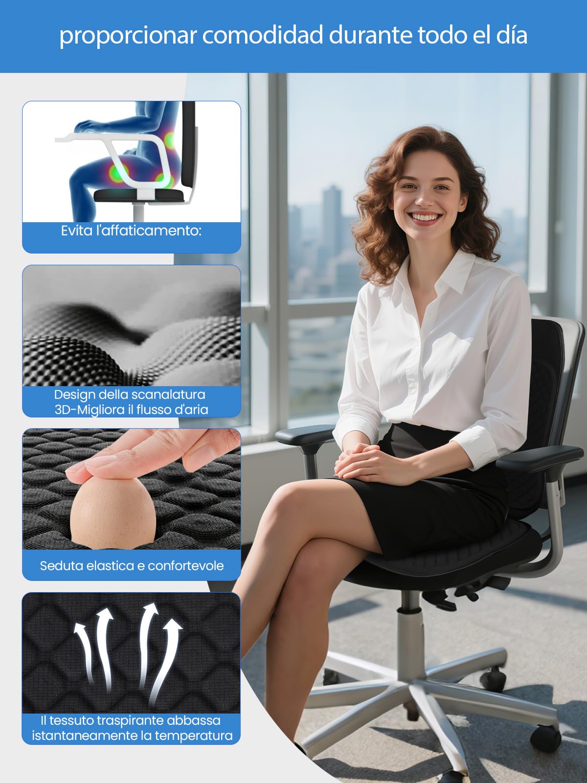 Jisejima - Cojín de asiento de gel transpirable para automóvil, protector de asiento delantero con parte inferior antideslizante para silla de auto, silla de ruedas, carritos de golf, conductores