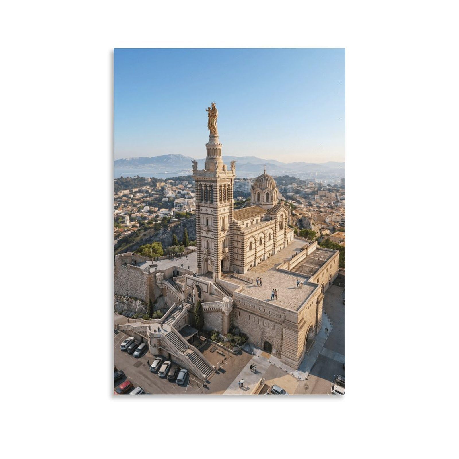 XPASHIQWC French Basilica Poster Artwork Giclee Canvas Prints Modern Wall Art Picture Wall Hanging for Bedroom Living Room Decor 16x24inch(40x60cm)