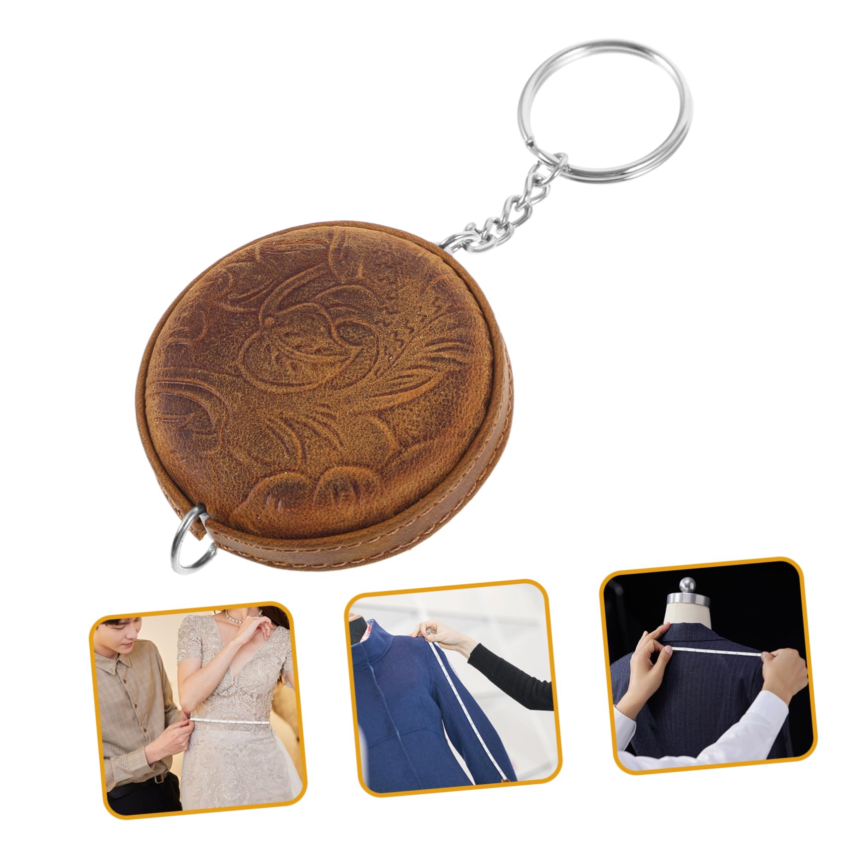 Angoily 5 Pièces Mini Mètre Ruban En Cuir De Vache Postal Lester Découd-vite Mètre à Ruban Règle De Bande Balance Intelligente Clé Double Face Enfile-aiguilles Douane Hommes Peau De Vache