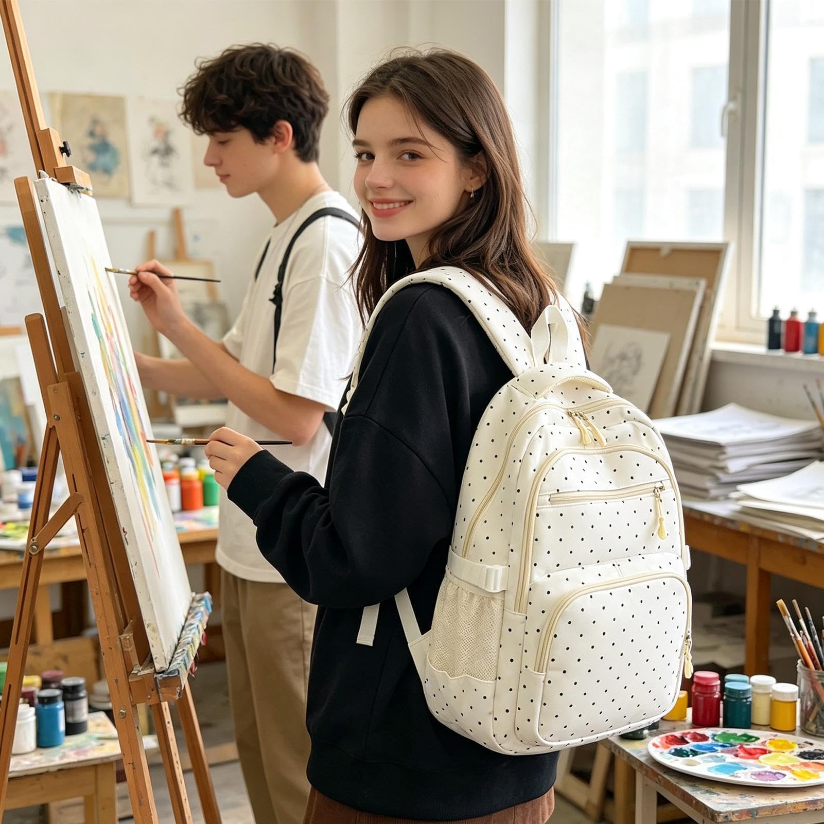 Kawaii Rucksack-Set, 3-teilig, niedlich, 44 x 28 x 15 cm, gepunktet
