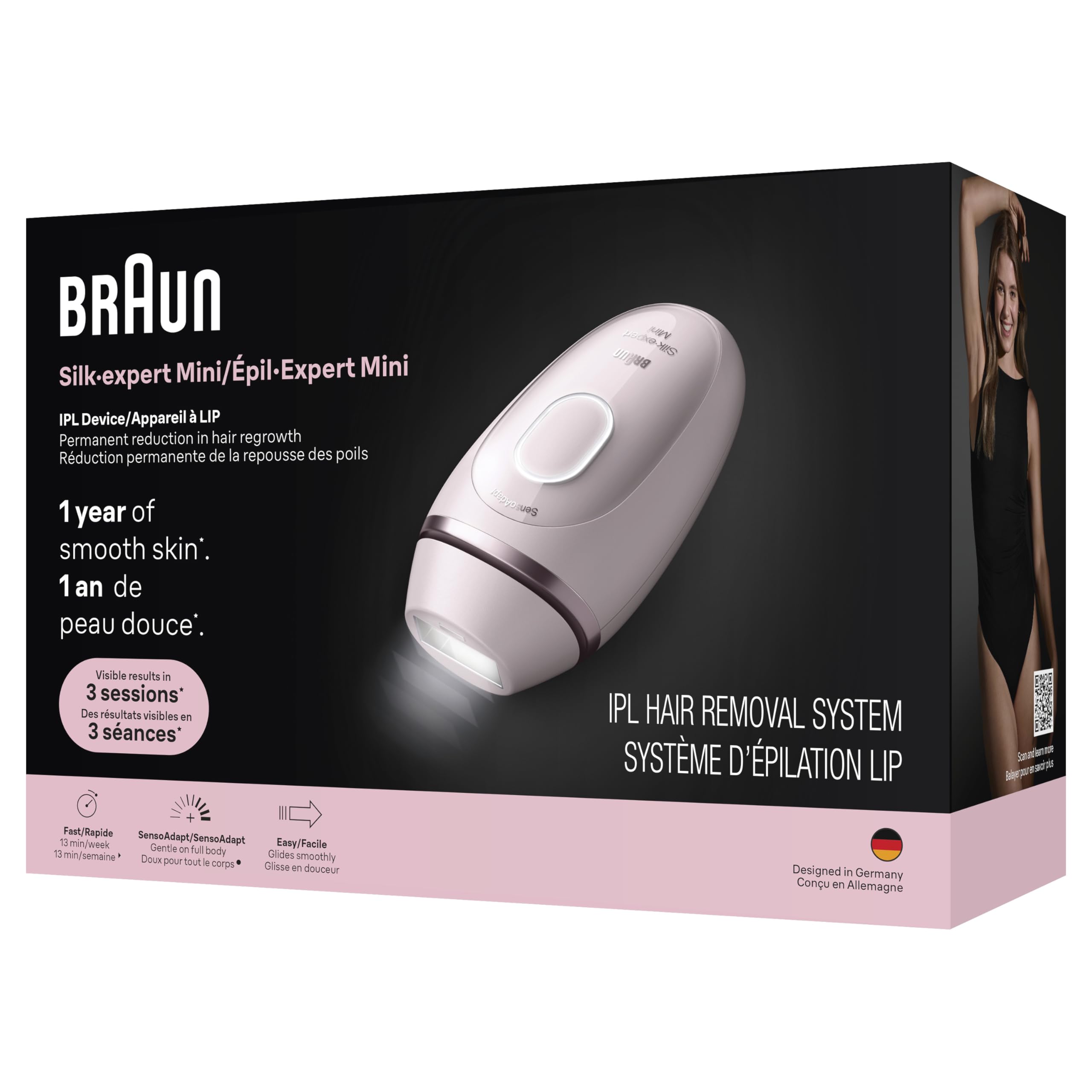 Braun IPL Mini, Silk·Expert Mini, IPL Hair Removal for Women and Men, Permanent Laser Hair Reduction At-Home, IPL1111