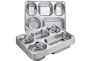 Foaincore Indian Plates: 8 Sections Stainless Steel Dinner Trays with Compartments