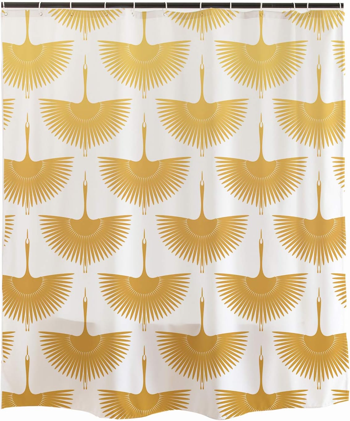 Ofat Home Japanese Yellow Cranes Shower Curtain, Asia Bird Bath Curtain, Waterproof Polyester Fabric Bathroom Decor Sets with Hooks 72 x 72 Inches