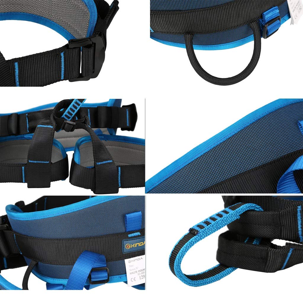 SwaYve Arnés de Seguridad para Trabajar en Altura, Cinturón de Seguridad para Escalada de Montaña de Medio Cuerpo, Protección Contra Caídas, Equipo de Rappel para Escalada en Roca/Oranje