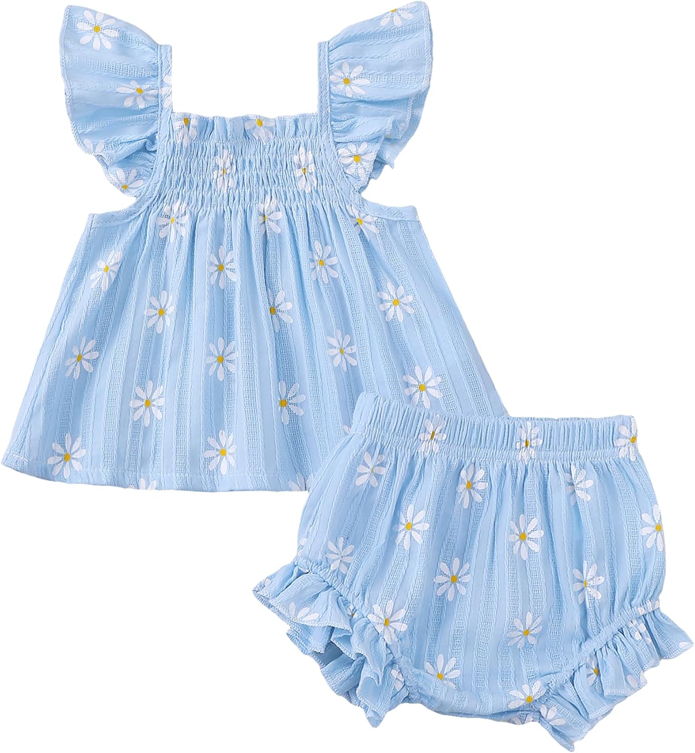 Jecson Newborn Baby Girl Summer Clothes Infant Girl Outfits Sleeveless Ruffle Top and Bloomers Shorts Set 0 3 6 12 Month