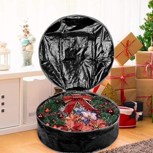 Miniatura 10 de ProPik Bolsa de almacenamiento para corona de Navidad de 36 pulgadas, contenedor de guirnalda con material resistente a desgarros, con asas