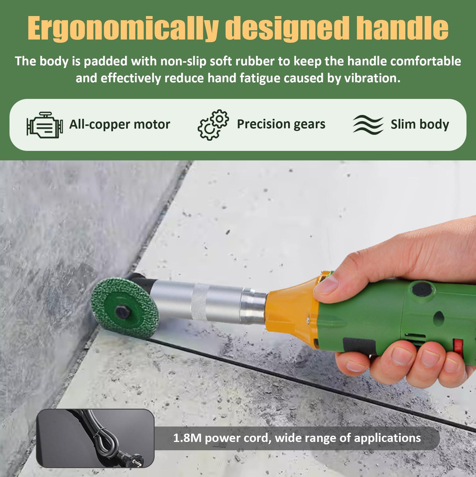 LIROPAU - Pulitore per giunti elettrico, set di pulizia per giunti da 350W, lucidatrice elettrica per la pulizia delle fughe dei pavimenti, apertore per giunti del pavimento in piastrelle a 90°, 6