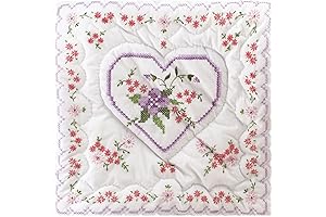 Tobin Lilac Heart Stamped Embroidery Quilt Block Kit in Purple