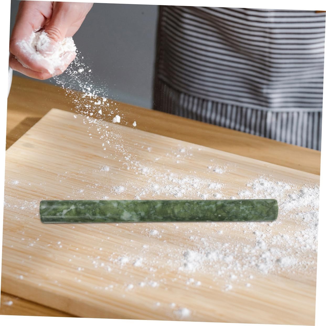 Cabilock 2pcs Non-stick Marble Rolling Pin for Baking Pizza and Dumplings Natural Stone Roller for Effortless Rolling Kitchen