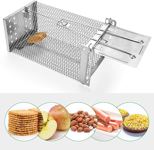 Miniatura 5 de Jaula de trampa para ratas vivas humana para ratas, ardillas, ardillas  captura y liberación segura, 11.02 x 5.51 x 4.72 pulgadas para uso en