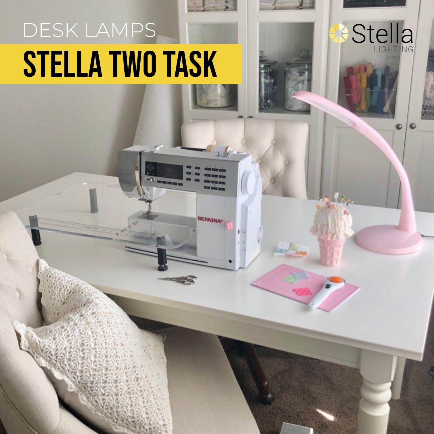 Stella Two Task Lamp, Adjustable Desk Lamp, Dimmable LED Light with Custom Color Temperature for Desk, Home Office, Bedroom, or Living Room, Modern Design for Work, Study, and Reading Needs (12W)