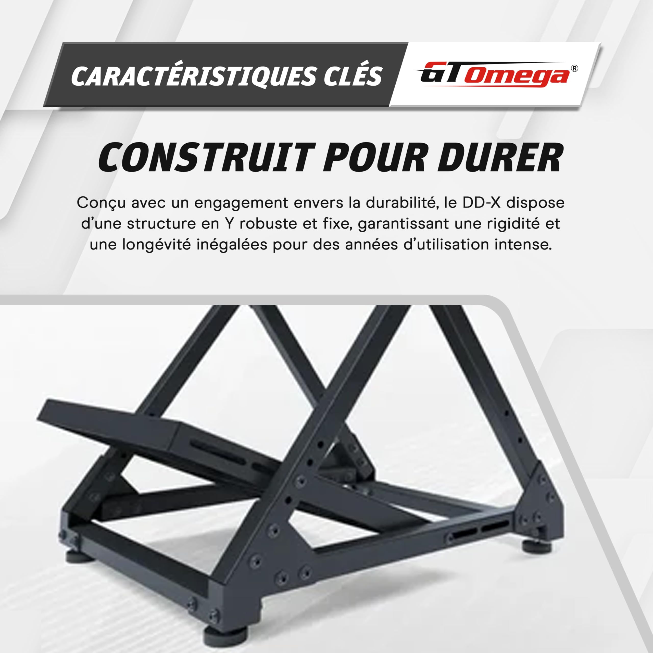 GT OMEGA DD-X Wheel Stand – Stabilité ultime pour ton setup, réglage angle & hauteur, support levier de vitesse réglable inclus