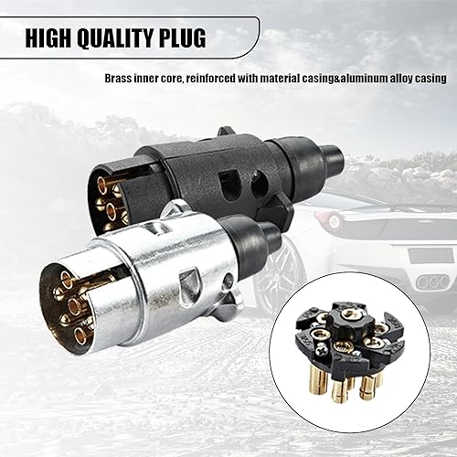 Miniatura 5 de Pack-1 - Enchufe de remolque de 7 pines con sello impermeable IP68, desmontable de 7 vías redondo estilo RV conector lateral de remolque de 7