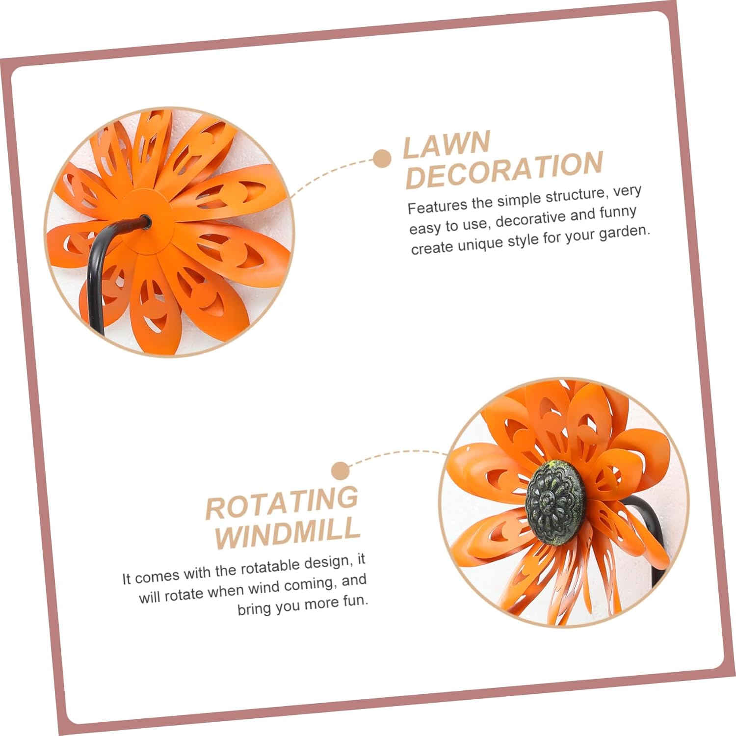 Large Flower Windmill Ornament Rotatable Garden Decor for Outdoor Spaces Unique Design for Lawn and Patio Enhancements