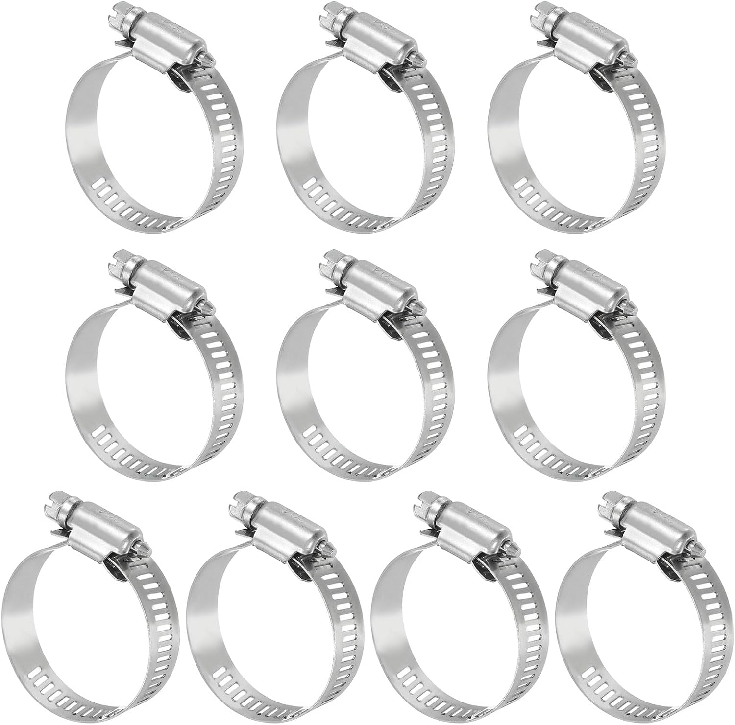 MECCANIXITY Stainless Steel Hose Clamp, Worm Gear Clamp Adjustable 5/6"-1 5/7"(21-44mm) Fuel Line Hose Clamps Duct Clamp for Pipe Plumbing Automotive Mechanical (Pack of 10)