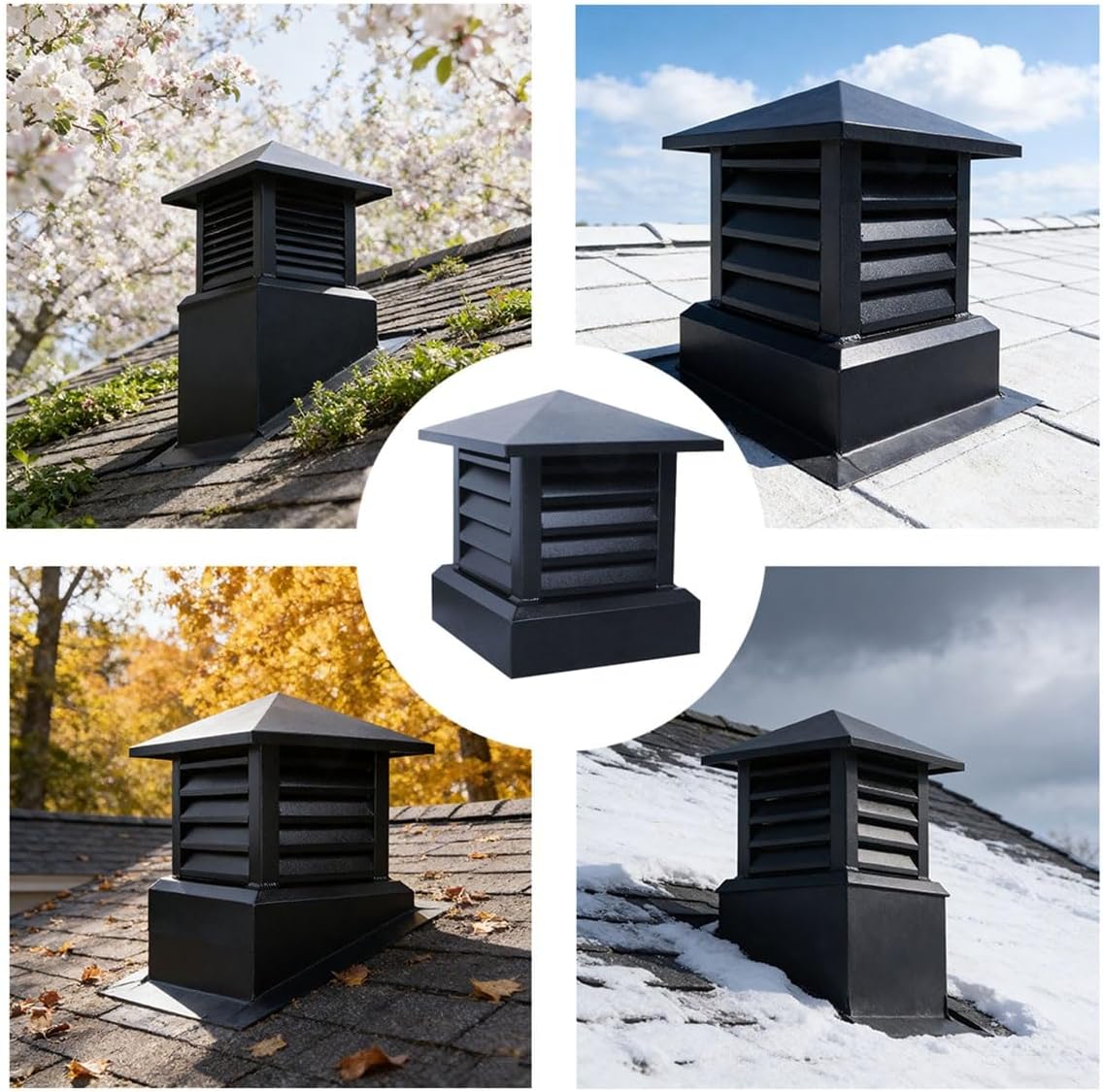 Aluminum Alloy Chimney Cap 10 12 14 Inch Tapered Top Fireplace Cover with Shutter Vent Rain Guard(10")