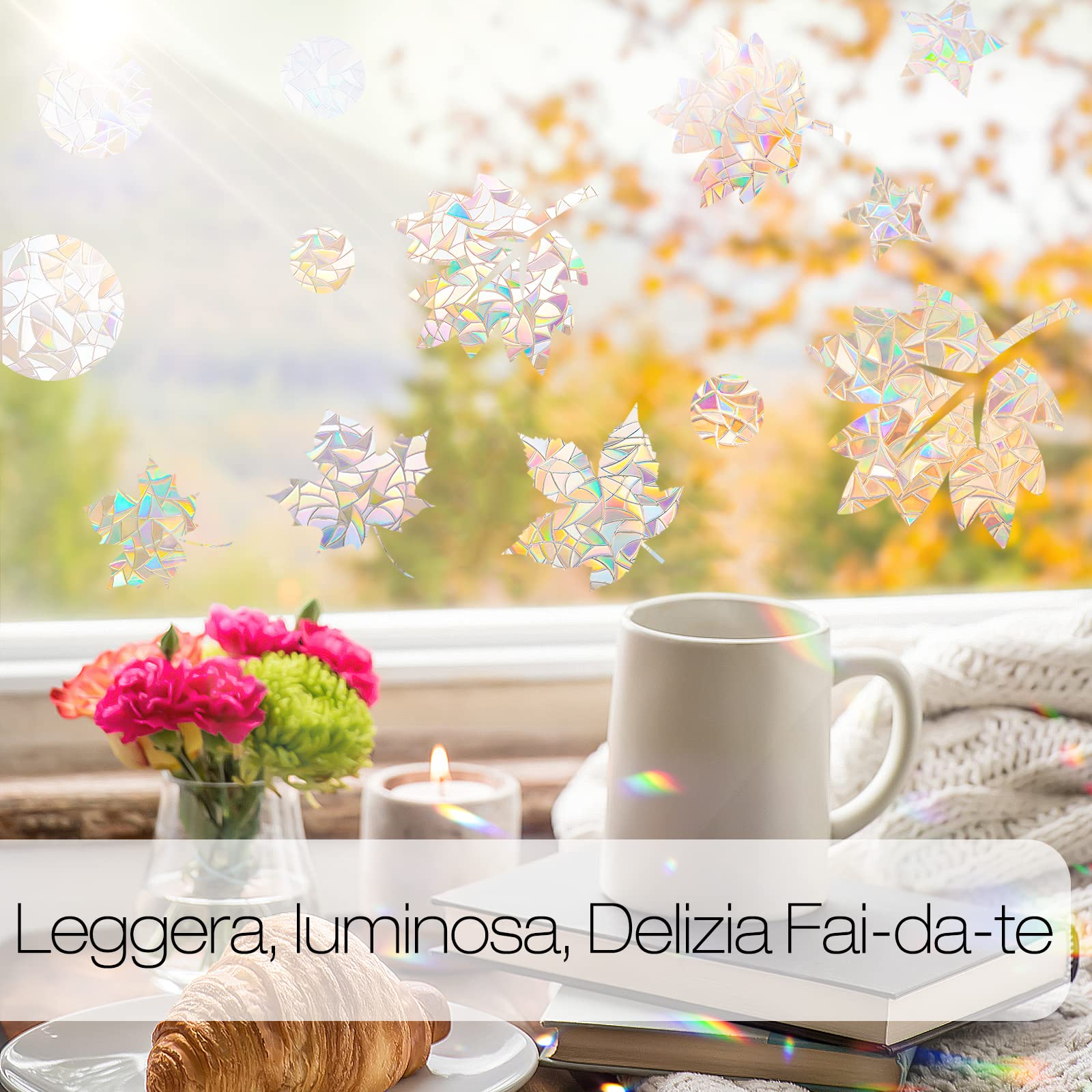 rabbitgoo Pellicola per Vetri Finestre 44.5x200cm, Pellicola Privacy Finestre 3D Arcobaleno Geometrica Decorativa Autoadesiva, Anti-UV e Controllo del Calore per Casa, Cucina e Ufficio