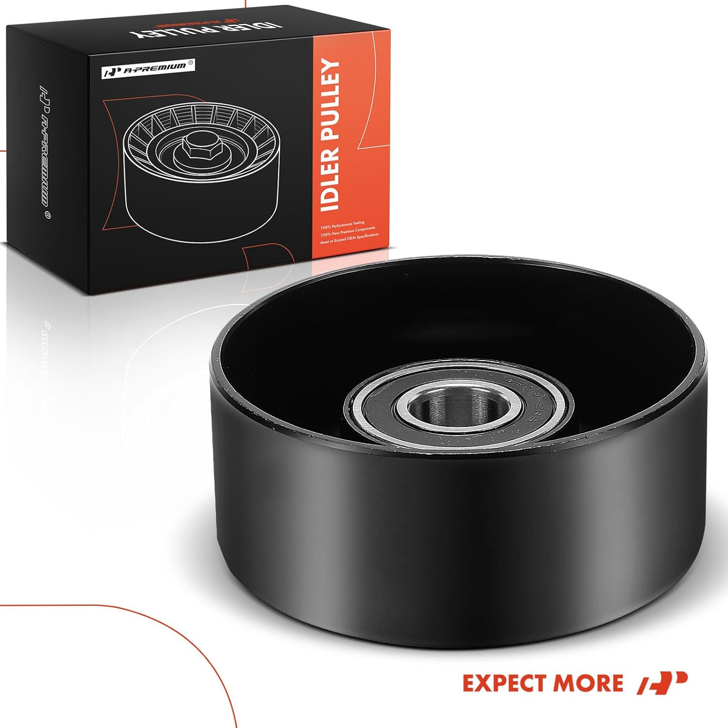 A-Premium Belt Idler Pulley Compatible with Ford F-150 1997-2003, F-250, F-350, F-350 F-450 F-550 Super Duty, F-Super Duty, Mustang, Excursion, Expedition & Lincoln Navigator & Starcraft Bus Starlite