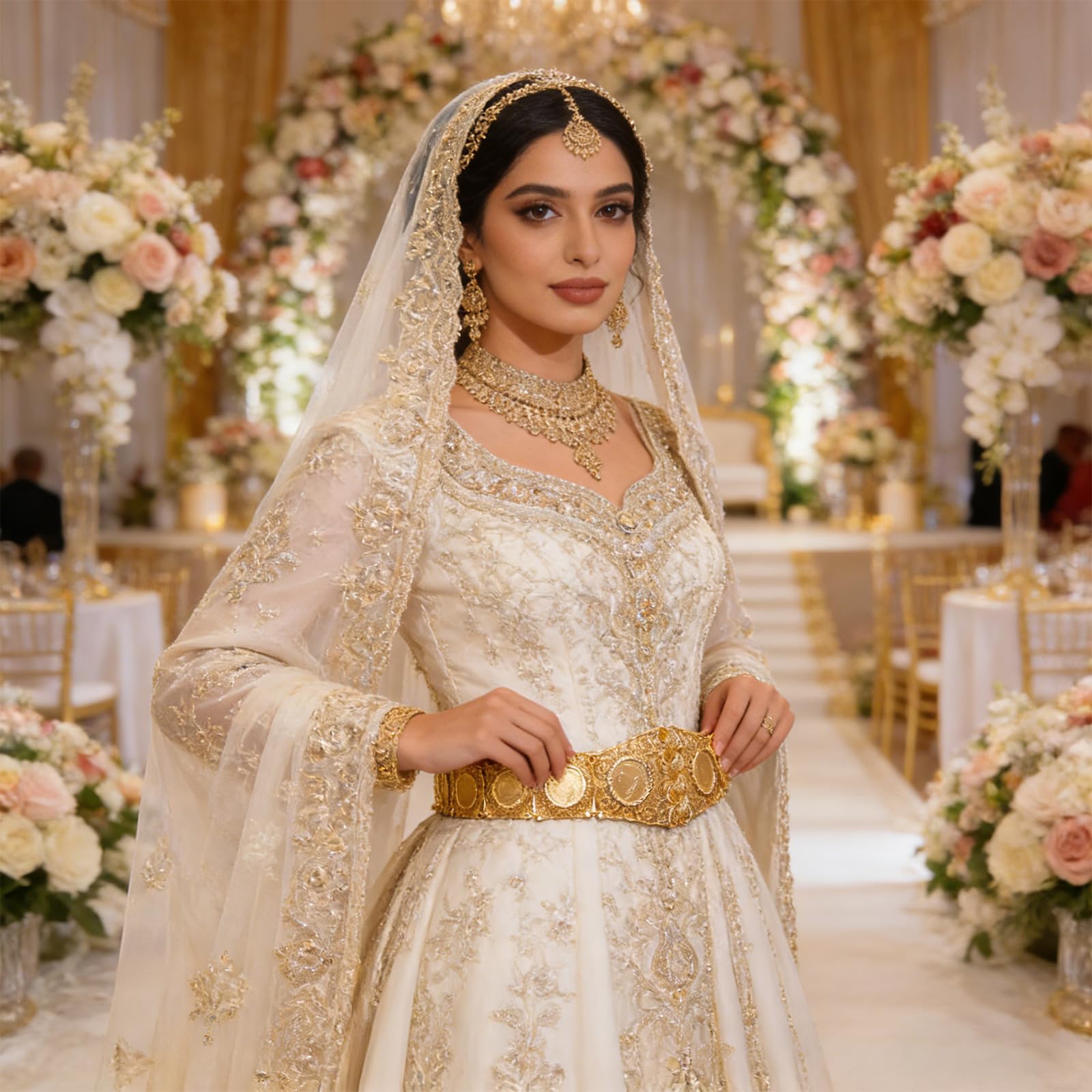 Catena per ombelico con motivo floreale color oro per abiti da sposa da spiaggia, accessori per cintura, lussuosa cintura in vita per festival di musica teatrale, jeans, abiti