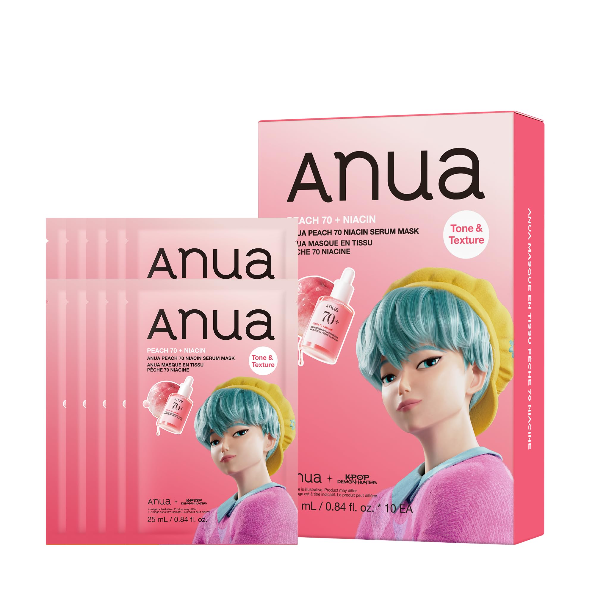ANUA Masque Anua Mask, Hydrating Face Mask for Glass Skin, Dewy Glow and Firm Looking Skin, Korean Skincare, 10 Sheet (Peach)