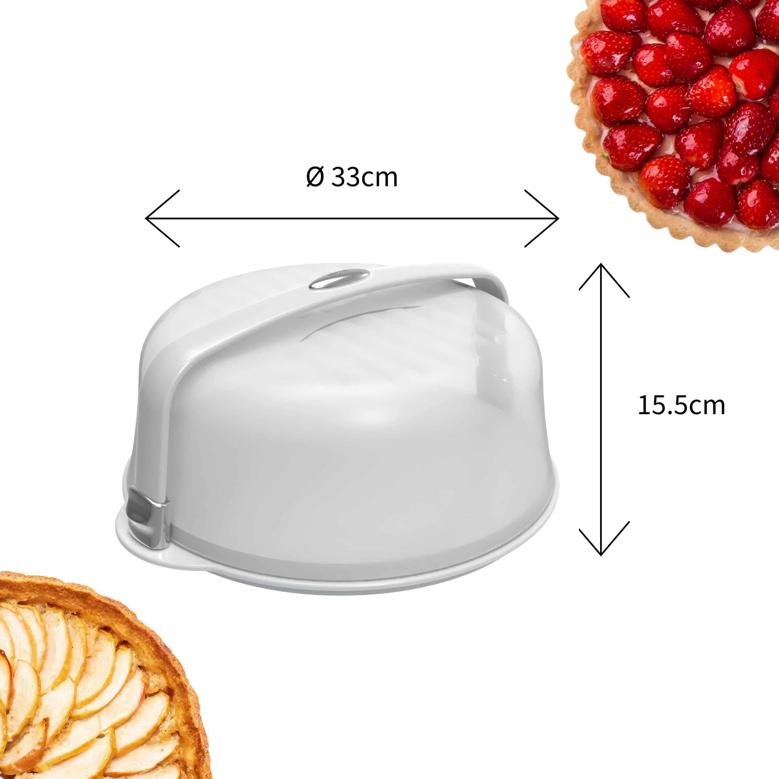 Biesse Portatorta, Portadolci,Ø 30 cm, Plastica, Bianco/Cromato