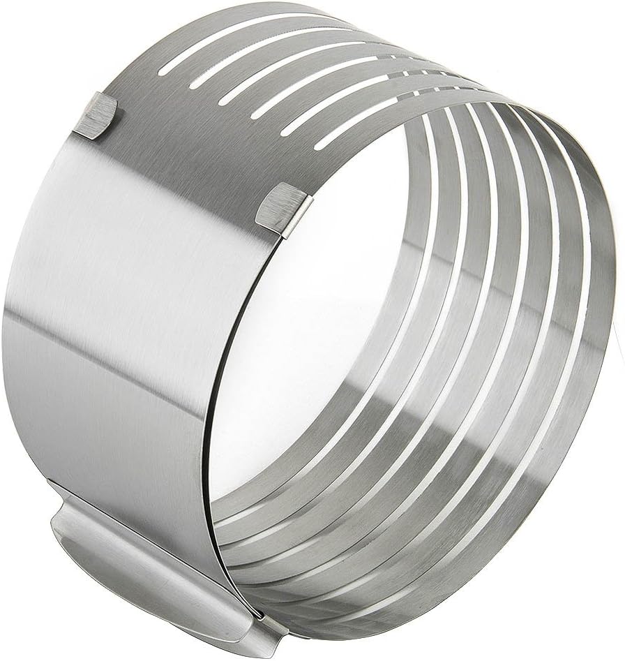 Layered Slicer Cake Ring Set, Ankoow 6-8 Inch Stainless Steel Circular Baking Tool Kit Set Mousse Mould Slicing Include 1pc Egg White Separator and 1pc Cake Edge Smoother Scraper Cutter