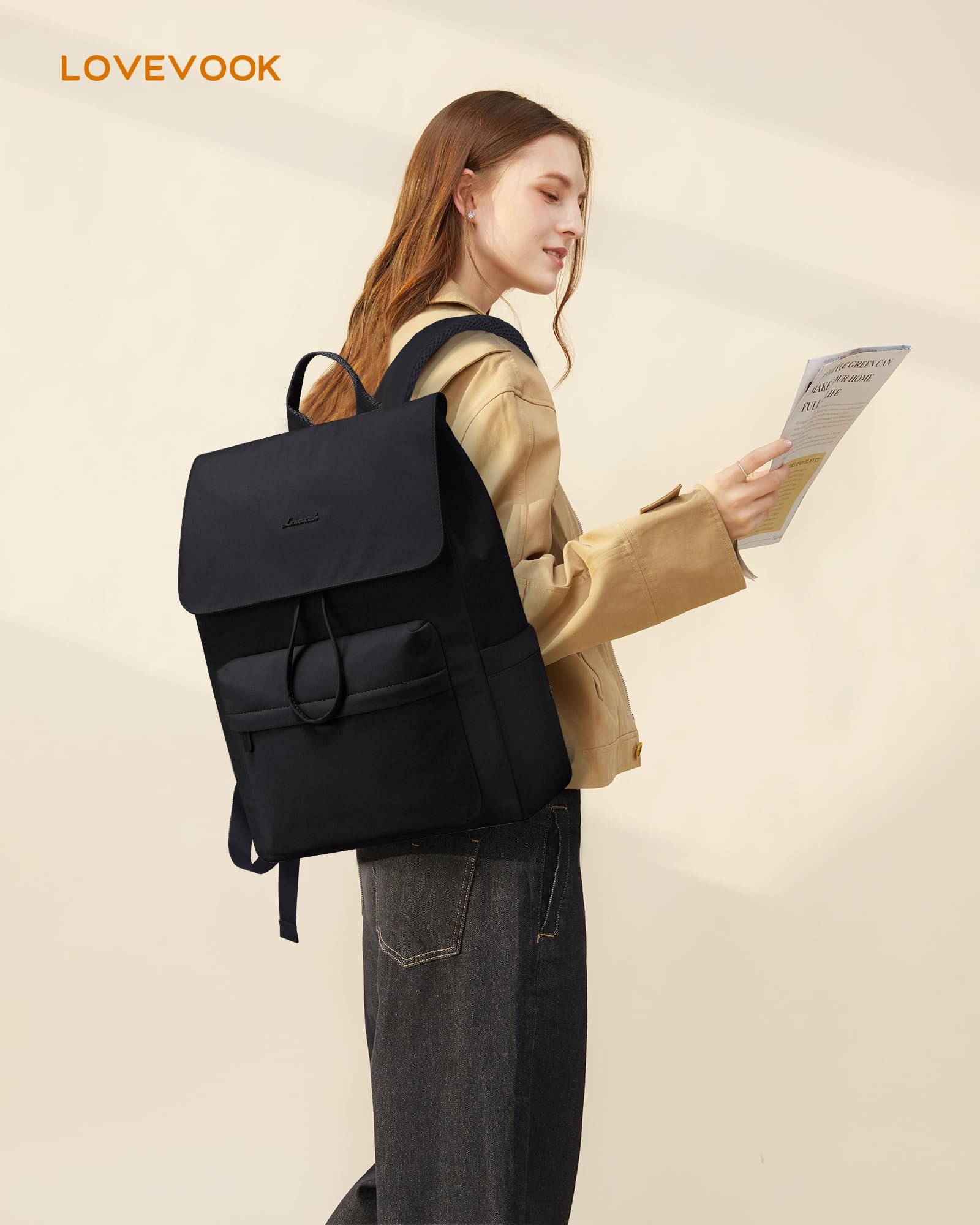 Rucksack Aus PU-Leder – 43x30x16 Cm, Wasserdicht, Mit Klappdeckel, Für Damen & Herren, Ideal Für Schule, Arbeit & Reise