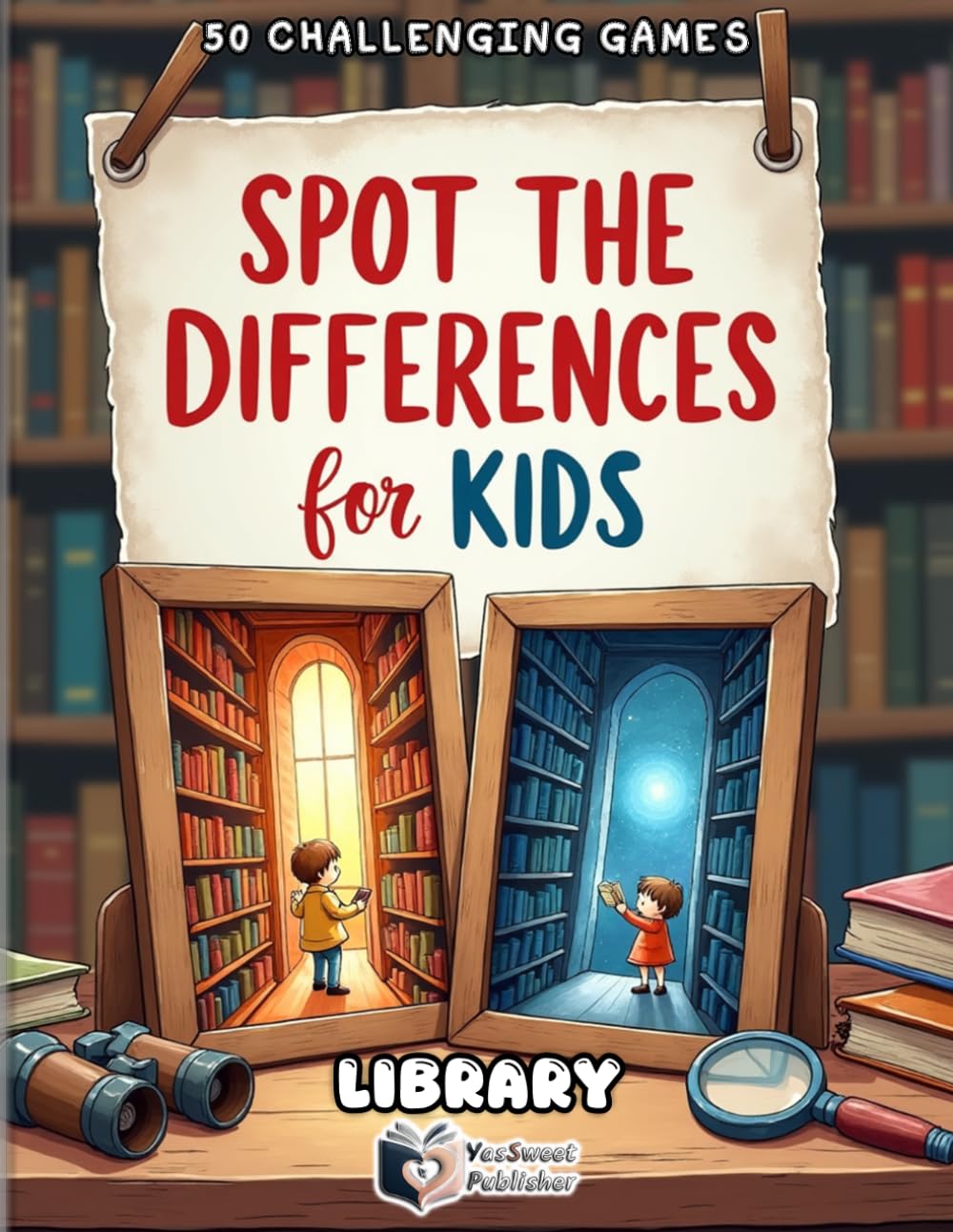 Spot the Differences for Kids – Library Adventure: 50 Fun “Find the Difference” Puzzles | Spot 5 Differences in Every Scene | Brain Games & Activity ... 4-8 (Spot the Differences Adventure Series)