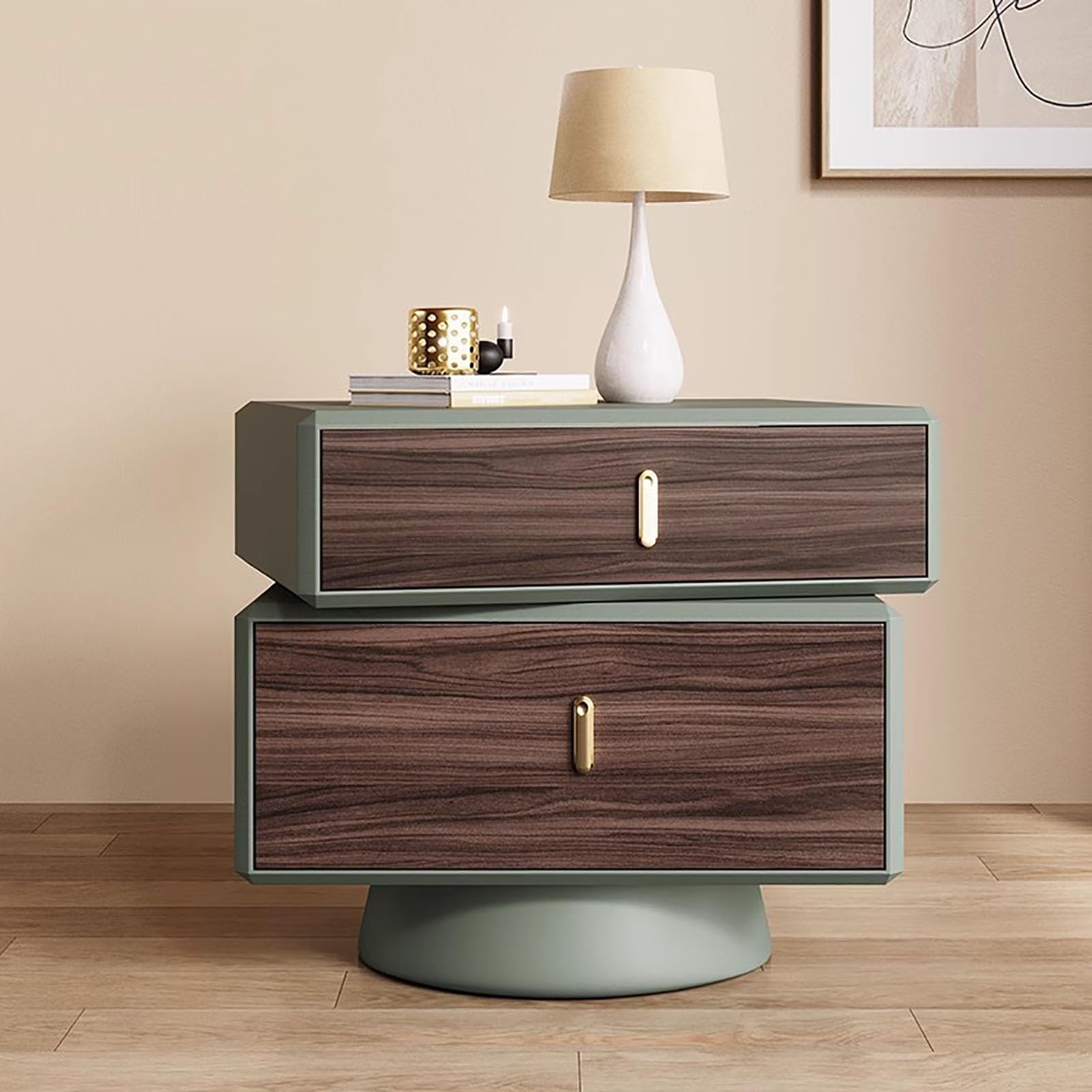 SXZenSpace Modern Rotatable Nightstand,Creative Bedside Table Durable Wood Top End Side Furniture Required for Bedroom Halway,D,50x40x50cm(20x16x20inch)