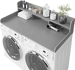 Washer Dryer Countertop with Shelf, 2-Tier Laundry Countertop Over Washer and Dryer, 54" x 27.55" Wooden Table for Folding Clothes for Laundry Room Organization and Storage (Gray)