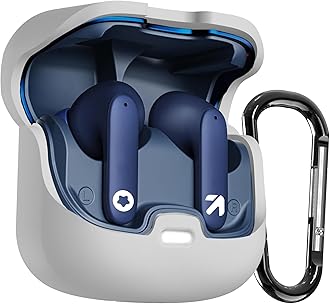 Sounce Earphone Case Cover Compatible for Boult Audio Z40, Soft Silicone Skin Case Cover Shock-Absorbing Protective Case with Keychain [Front LED Visible] (Grey)