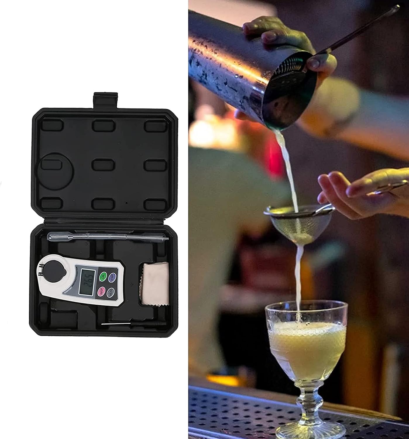 Brix Portable Digital Refractometer Sugar Juice Tester Hydrometer Portable Scale Digital LCD Display Automatic Compensation Sugar Testing Tool Kit