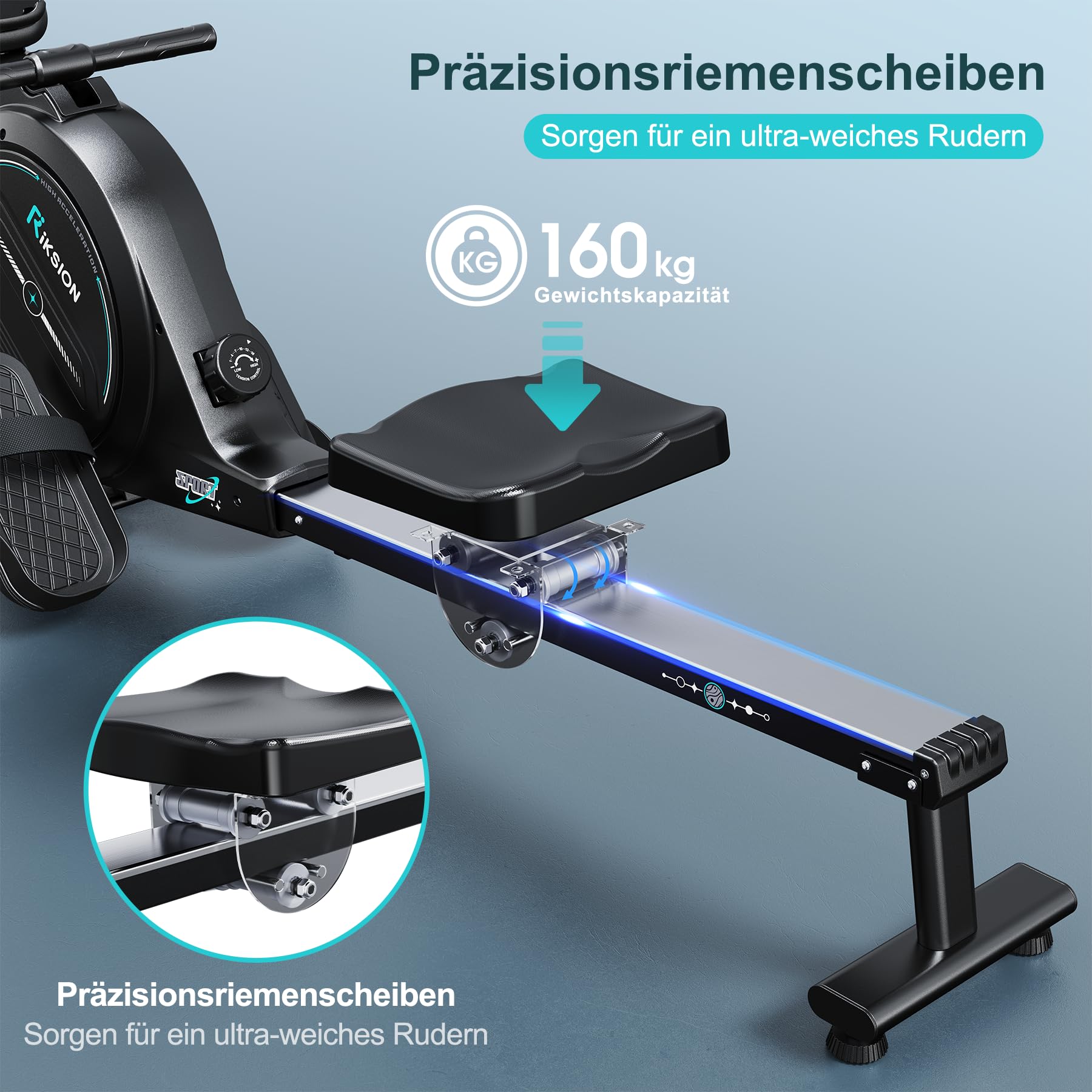 [2026 Neu] Rudergerät für Zuhause mit Magnet-Fitnesstrainer,Rudergerät 16 Stufen Widerstand, Indoor-Gerät für das Home-Gym, Cardio-Trainingsgerät, 160 kg Kapazität mit LCD-Monitor