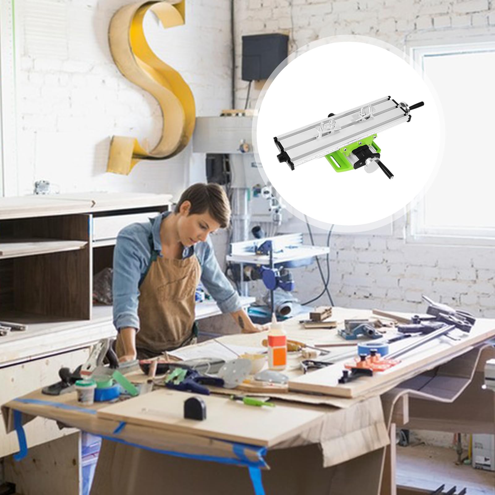 Stół roboczy do frezowania, regulowany, precyzyjny stół warsztatowy ze stopu aluminium, stół do wiercenia w wiertarce stołowej, do cięcia, wiercenia, frezowania, obróbki drewna, obróbki metalu