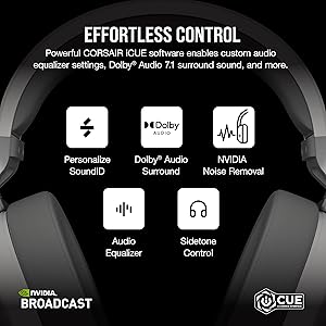 Corsair HS65 Wireless Multiplatform Gaming Headset with Bluetooth - Dolby Audio 7.1 - Omni-Directional Microphone - iCUE Compatible - PC, Mac, PS5, PS4, Mobile - White