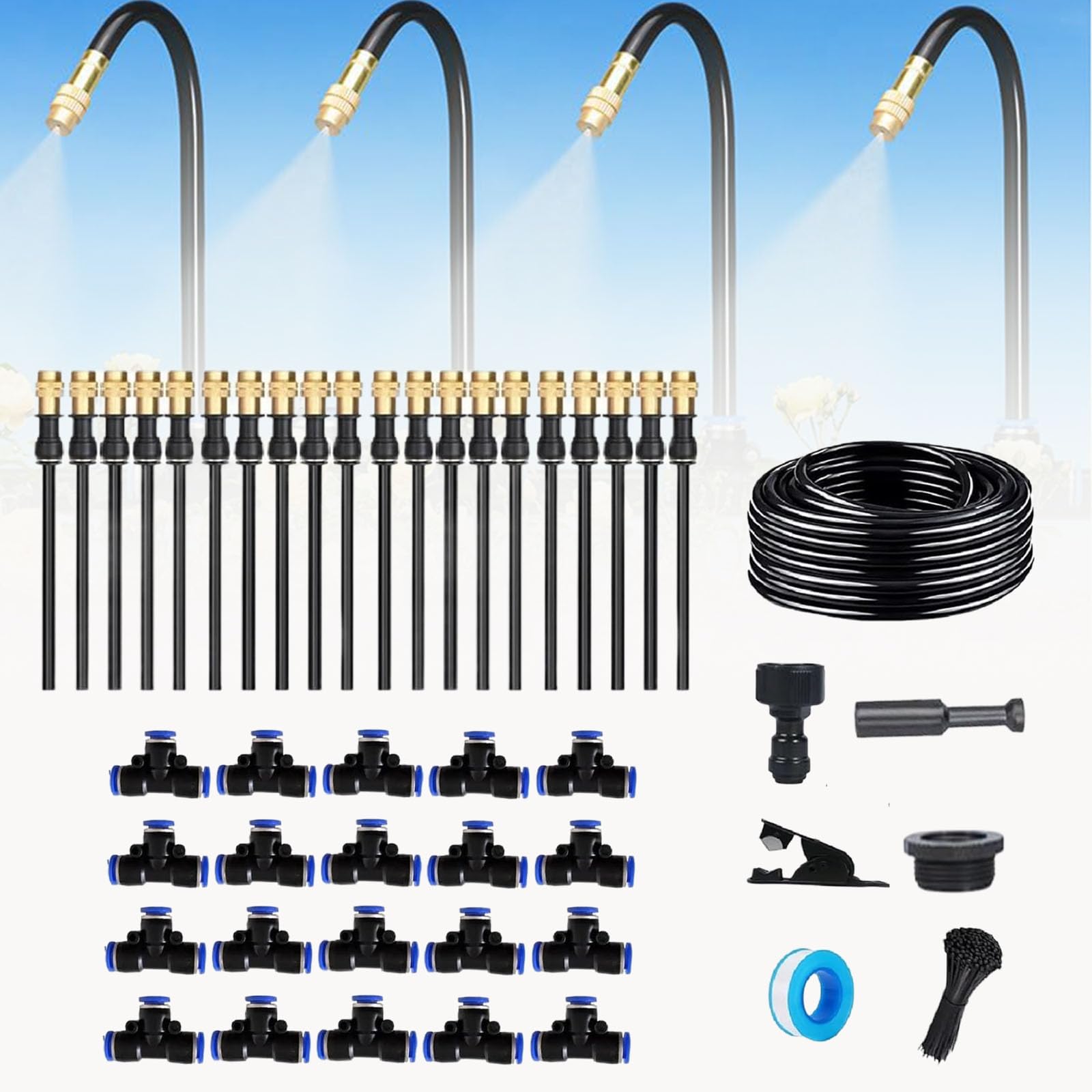 360 Curved Garden Automatic Irrigation System, Automatic Drip Irrigation Kits, Universal Spray Kit for Garden, Plant Watering System (65.6 FT)