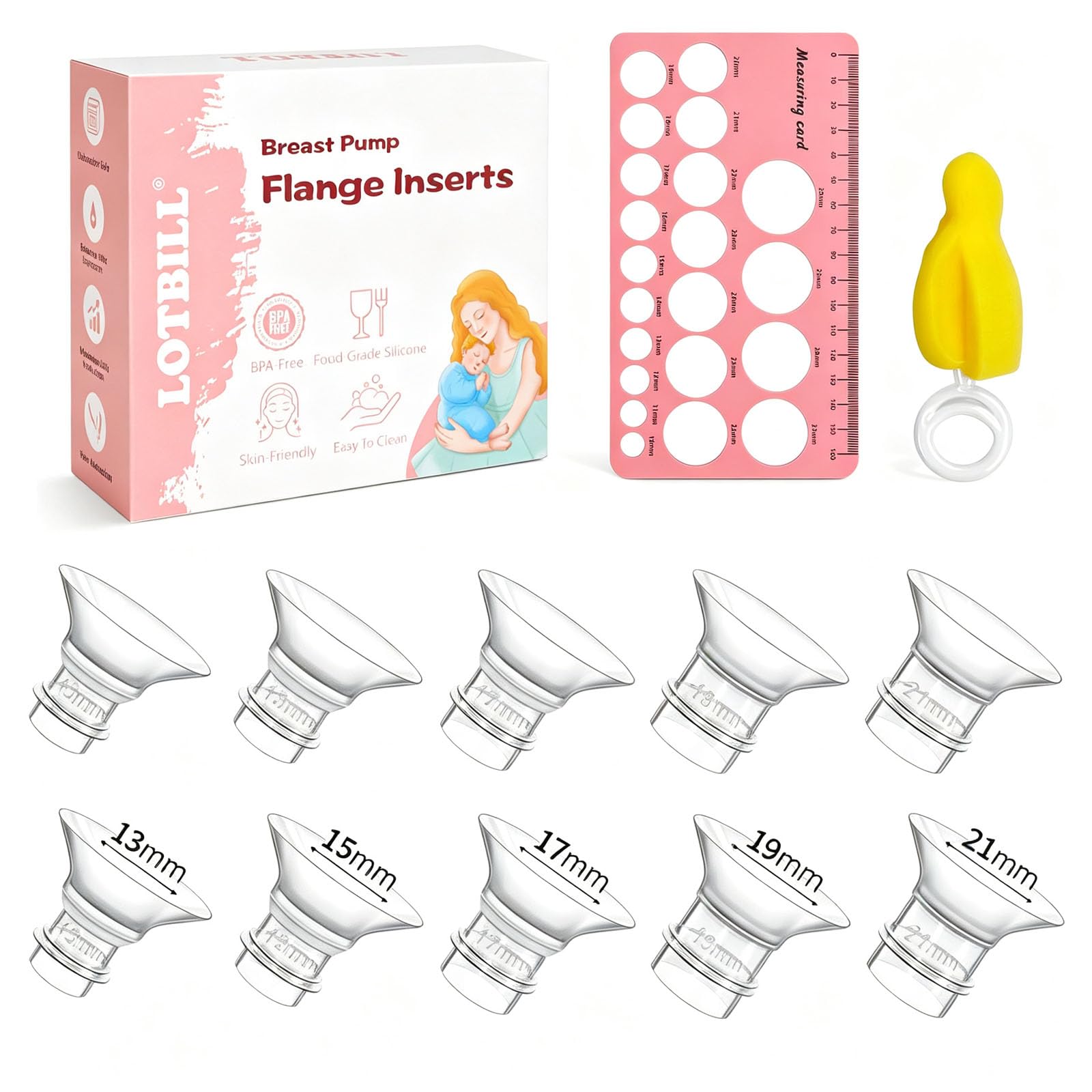 Flange Insert 13/15/17/19/21mm 10PCS Compatible with Momcozy S12 Pro/S9 Pro/S12/S9/Medela/Spectra etc Wearable Breast Pump 24mm Flange/Shield, Reduce 24mm Tunnel Down to Correct Size-image-40