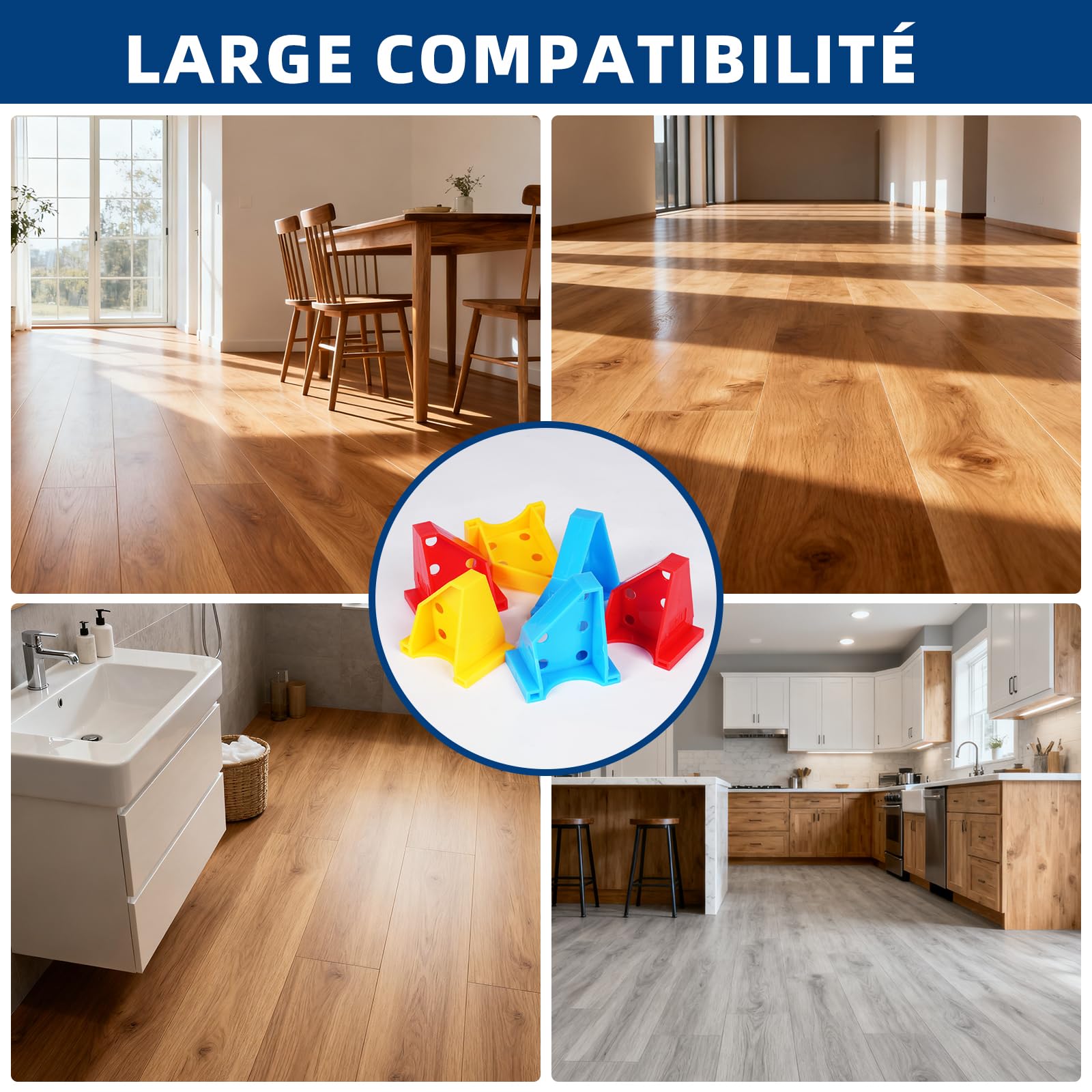 Set professionale da 40 distanziatori per pavimenti, per laminato, vinile e parquet, con spazi di 0,63 cm (1/4”) e 0,85 cm (1/3”), riutilizzabili per una posa precisa (40 pezzi, rosso)