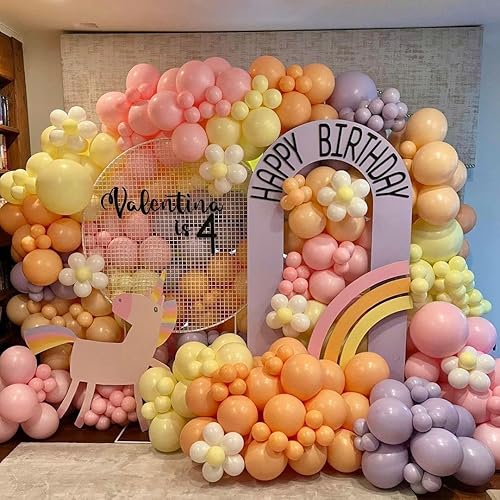 Miniatura 6 de Kit de arco de guirnalda de globos de margaritas 148 unidades retro rosa polvoriento amarillo claro rosa lindo globo pastel baby shower boda fiesta
