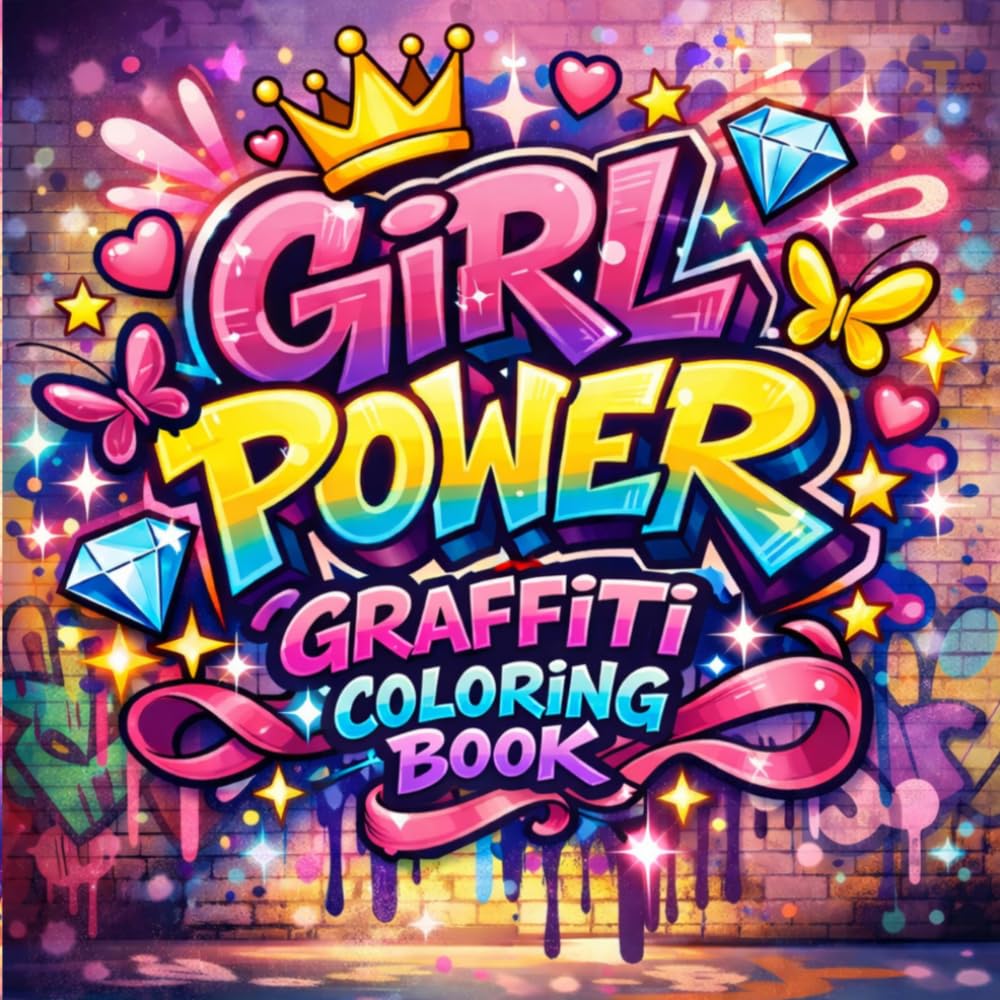 Girl Power Graffiti Coloring Book: Wildstyle Street Art Designs for Creative Girls, Fun Urban Coloring Pages with Cute Graffiti, Letters, and Girl ... Black Pages to Prevent Bleed-Through