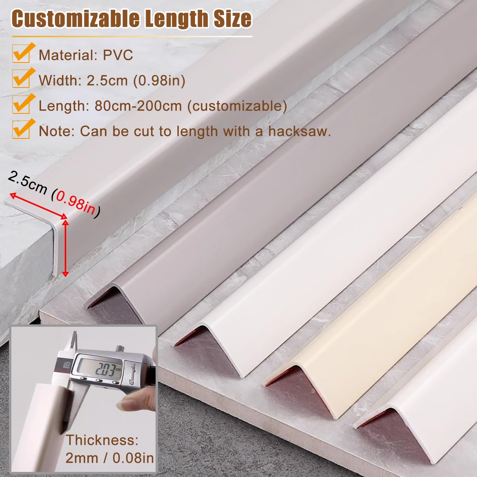 HDYZJQ PVC Corner Guards Drywall Corner Guards Wall Protectors, Door Edge Protection, Corner Guards for Furniture, Self-Adhesive Table Protectors, Easy to Install(2PCS-White2,L130cm/51.1in)