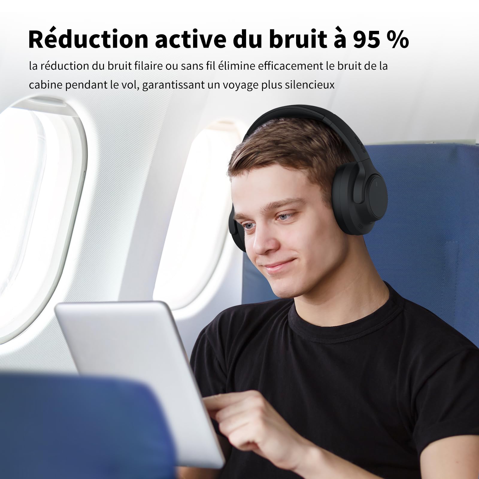 Srhythm Casque sans Fil Hybride antibruit NiceComfort 15 (2e génération), Bluetooth 6.0, Faible Latence, Audio Spatial, ENC, 120H