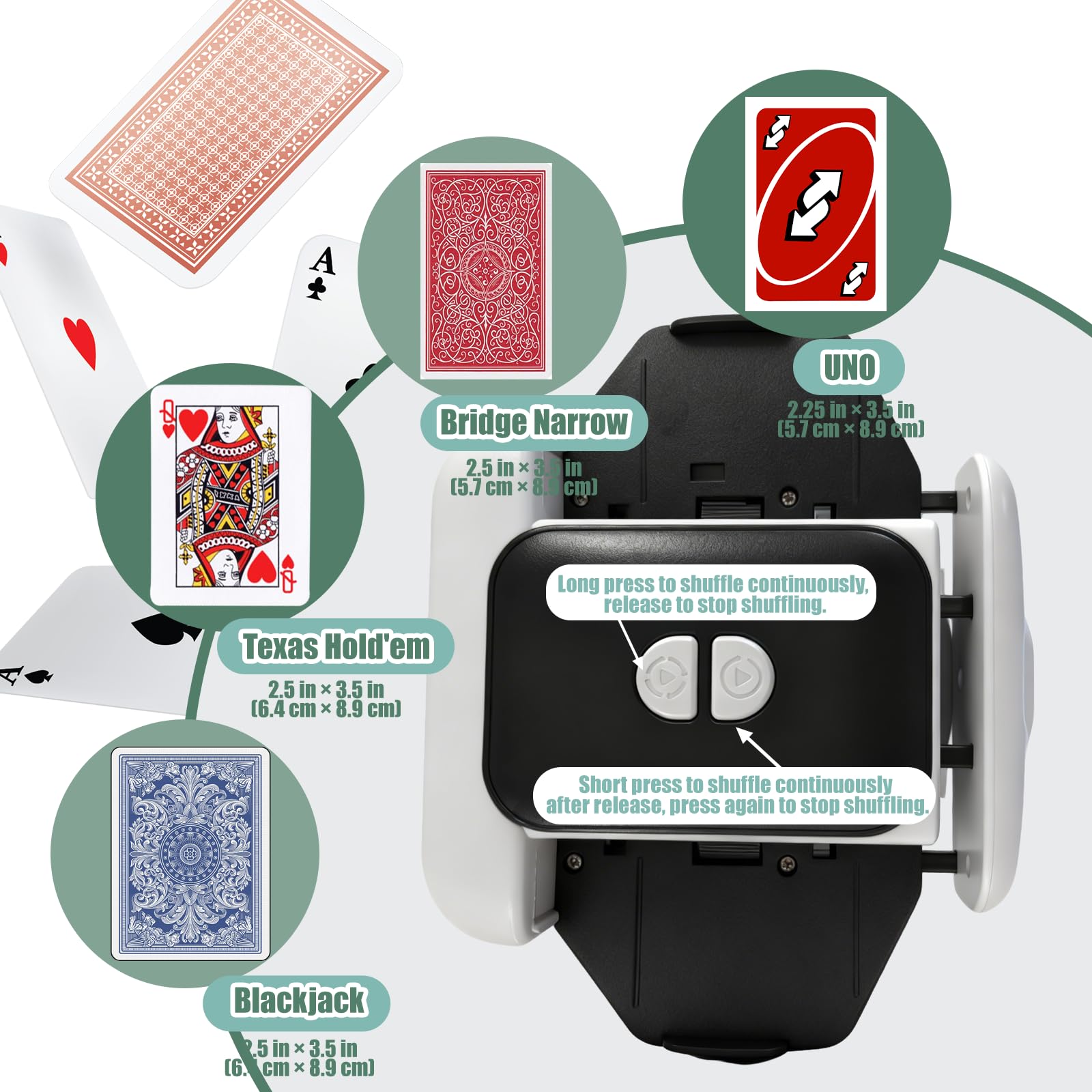 Automatic Card Shuffler Machine for 1-2 Decks, Rechargeable Shuffling Machine with One-Press AUTO & Manual Mode - Image 2
