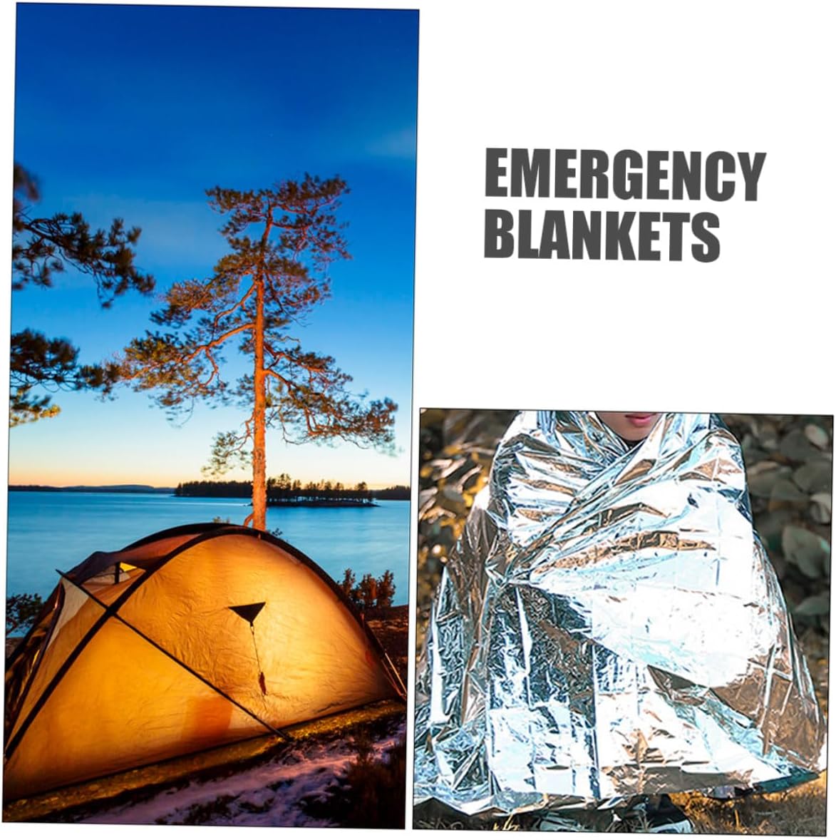 4pcs Emergency Blankets Silver Reflective Thermal Camping Insulation Survival Blanket 130x210cm Portable Foil for Outdoor Hiking First Aid
