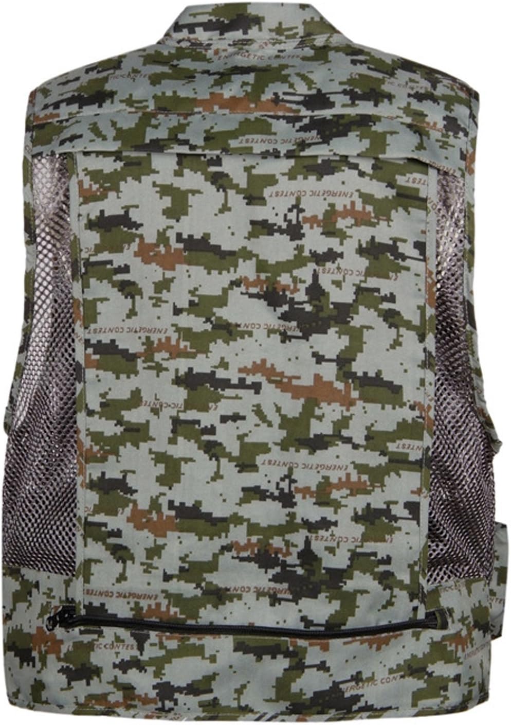 Flygo Men's Fishing Outdoor Utility Hunting Climbing Tactical Camo Mesh Removable Vest with Multi Pocket (X-Large, Camo Grey) : Clothing, Shoes & Jewelry